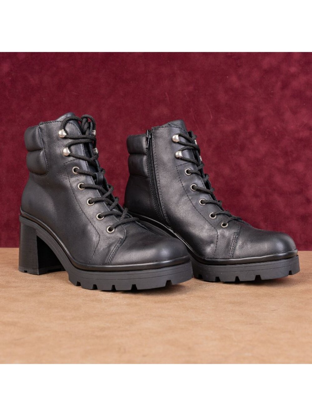 Jeffrey Campbell Women Hikes Black Leather Festival Platform Combat Boots sz 9.5